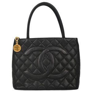 Chanel Black Calfskin Medallion Tote Handbag XX92236